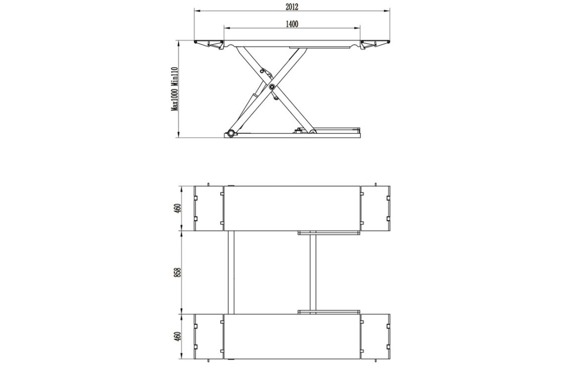 Scissor lift 3T 1000mm 230V MW Tools