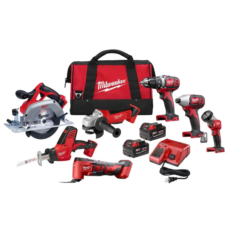 Milwaukee M18 18V Cordless Power Tool Combo Kit – Brushless Set with RedLithium Batteries & Charger (7–25 Piece Options)