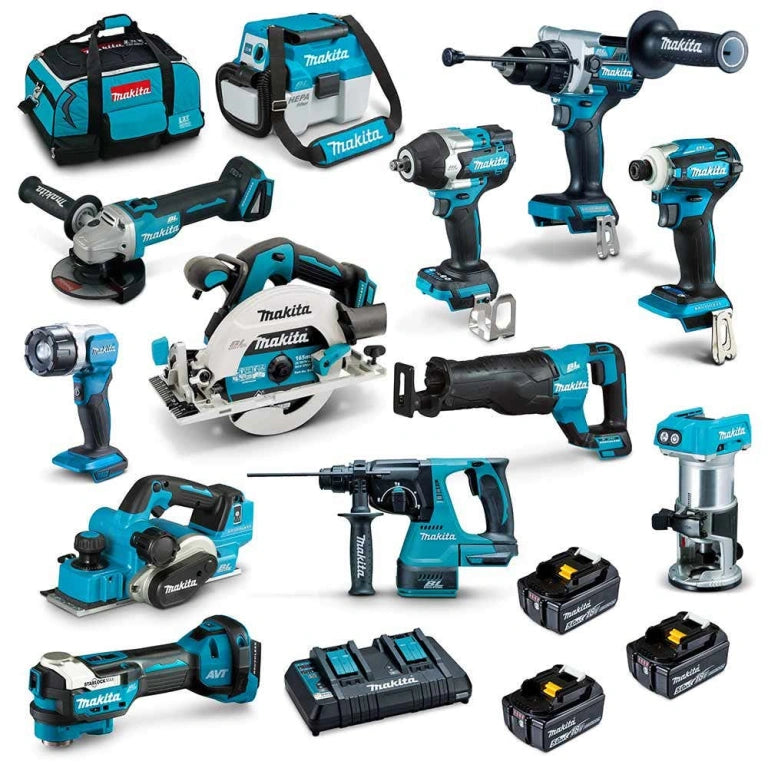 Makita 18V Brushless Cordless Power Tool Combo Kit – Professional 10-12 Piece Set with High-Capacity Li-ion Batteries (DLX1054GX1 / DLX1202TX1)
