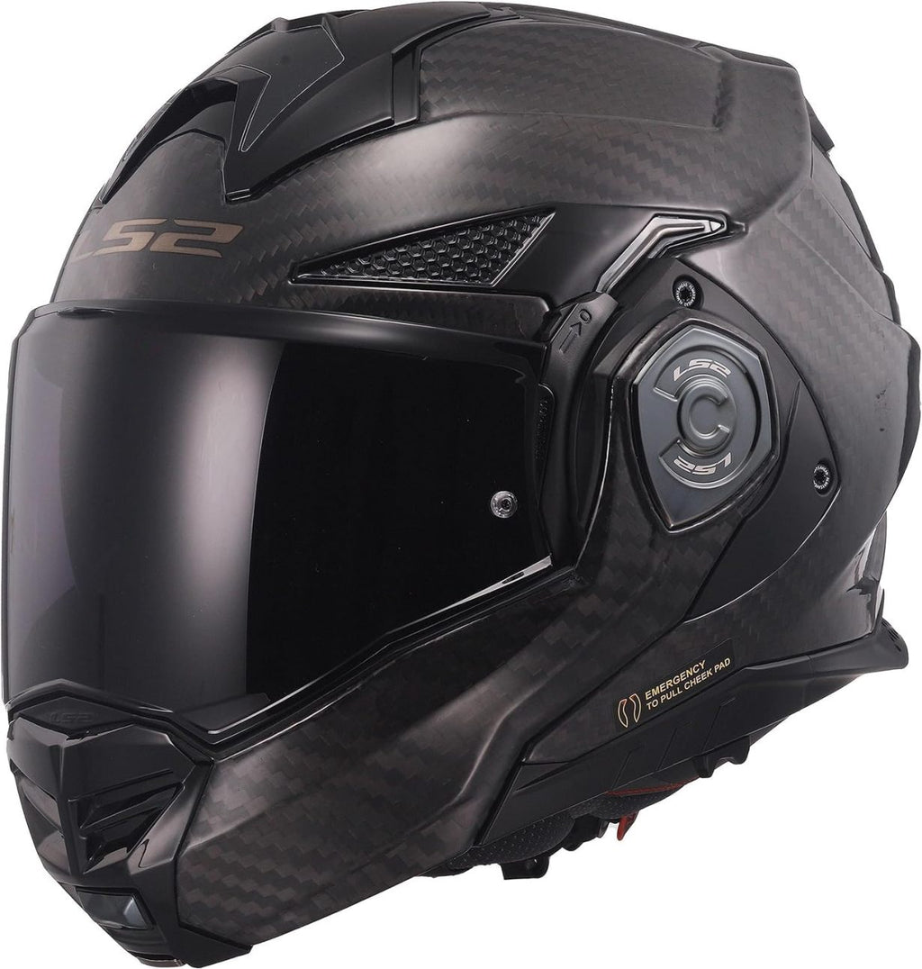 MODULAR MOTORCYCLE BLUETOOTH HELMET LS2 FF901 ADVANT X CARBON Flip Front Dual Visor Touring Motorbike Full Face Crash Helmet with Pre-Fitted LS2 4X Intercom