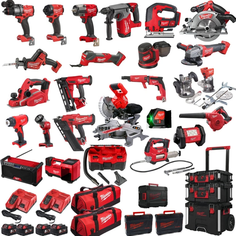 Milwaukee M18 18V Cordless Power Tool Combo Kit – Brushless Set with RedLithium Batteries & Charger (7–25 Piece Options)