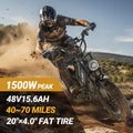 【VOLTVOGUE-Qlaway 】Electric Bike, Peak Power 1500W, Full Suspension, Top Speed 31 MPH, Range 40-70 Miles, 48V 18Ah Removable Battery, 2-Seater Design, LED Headlights, 20-Inch All-Terrain Fat Tires, UL 2849 Certified. Ebike Electric Motorcycle